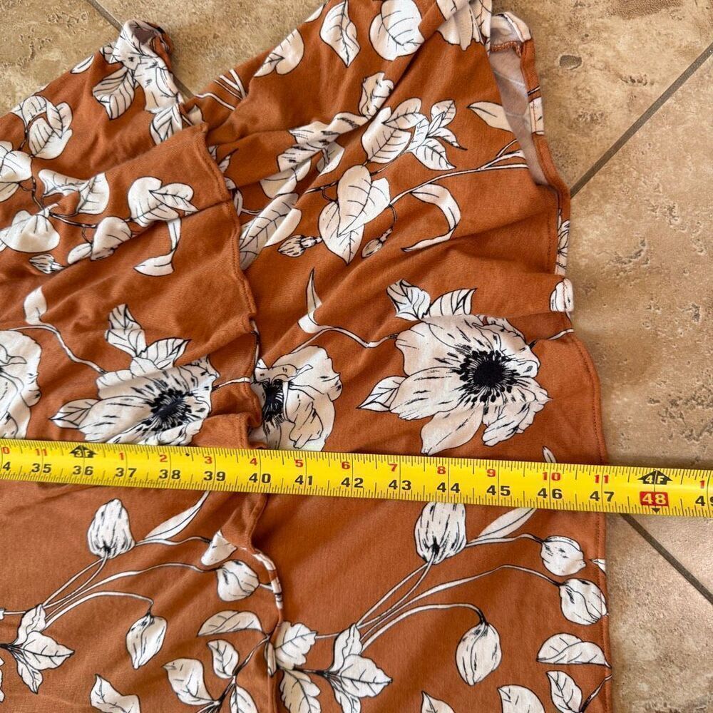 Anthropologie Ruffled Floral Midi Dress Womens Small Faux Wrap Rust Orange Boho - Picture 15 of 15